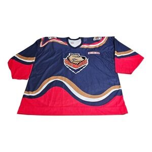 Vintage CCM Mississippi Sea Wolves Hockey Jersey Mens XXL Navy Red Air Knit ECHL